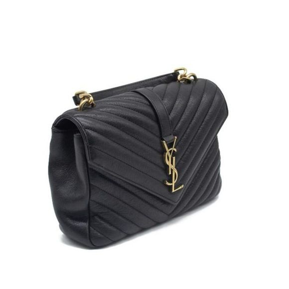 Saint Laurent Matelasse Monogram Medium College Black Leather Shoulder Bag YSL - Picture 5 of 12
